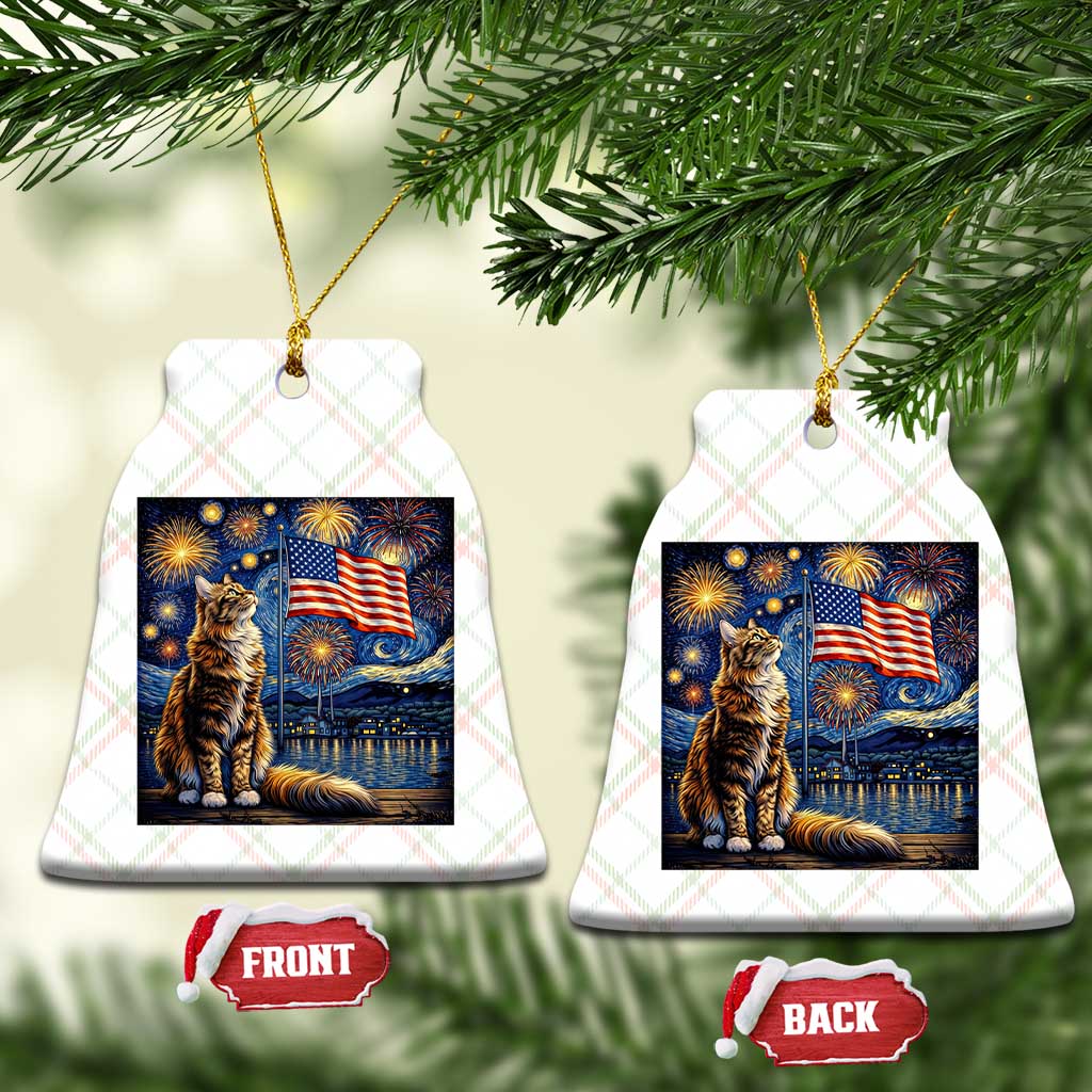 Patriotic Starry Night Cat Ceramic Ornament Cat Lover Gift TS12 Print Your Wear