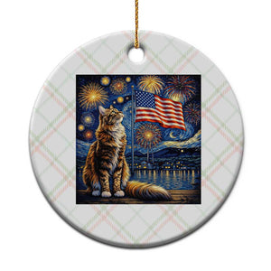 Patriotic Starry Night Cat Ceramic Ornament Cat Lover Gift TS12 1pc Christmas Plaid Print Your Wear