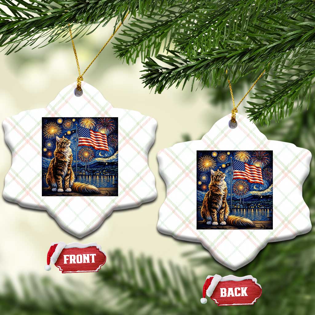 Patriotic Starry Night Cat Ceramic Ornament Cat Lover Gift TS12 Print Your Wear