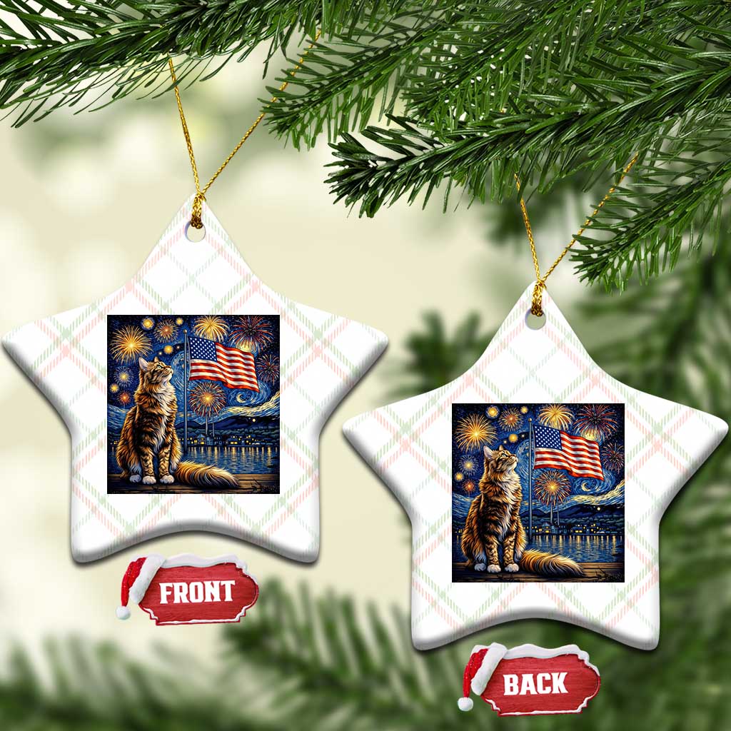 Patriotic Starry Night Cat Ceramic Ornament Cat Lover Gift TS12 Print Your Wear