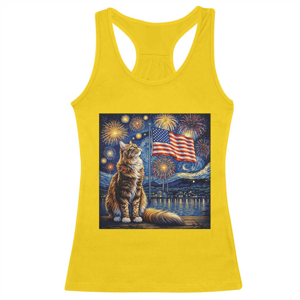 Patriotic Starry Night Cat Racerback Tank Top Cat Lover Gift TS12 Daisy Print Your Wear