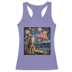 Patriotic Starry Night Cat Racerback Tank Top Cat Lover Gift TS12 Violet Print Your Wear
