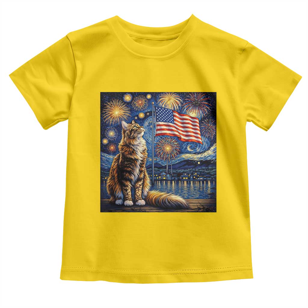 Patriotic Starry Night Cat Toddler T Shirt Cat Lover Gift TS12 Daisy Print Your Wear
