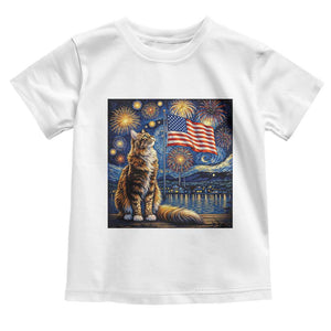 Patriotic Starry Night Cat Toddler T Shirt Cat Lover Gift TS12 White Print Your Wear