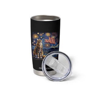 Patriotic Starry Night Cat Tumbler Cup Cat Lover Gift TS12 Print Your Wear