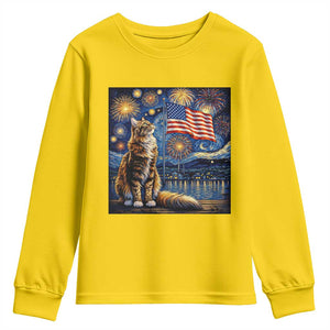 Patriotic Starry Night Cat Youth Sweatshirt Cat Lover Gift TS12 Daisy Print Your Wear