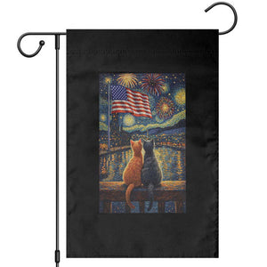 Starry Night Cat Patriotic American Pride Garden Flag TS12 Black Print Your Wear