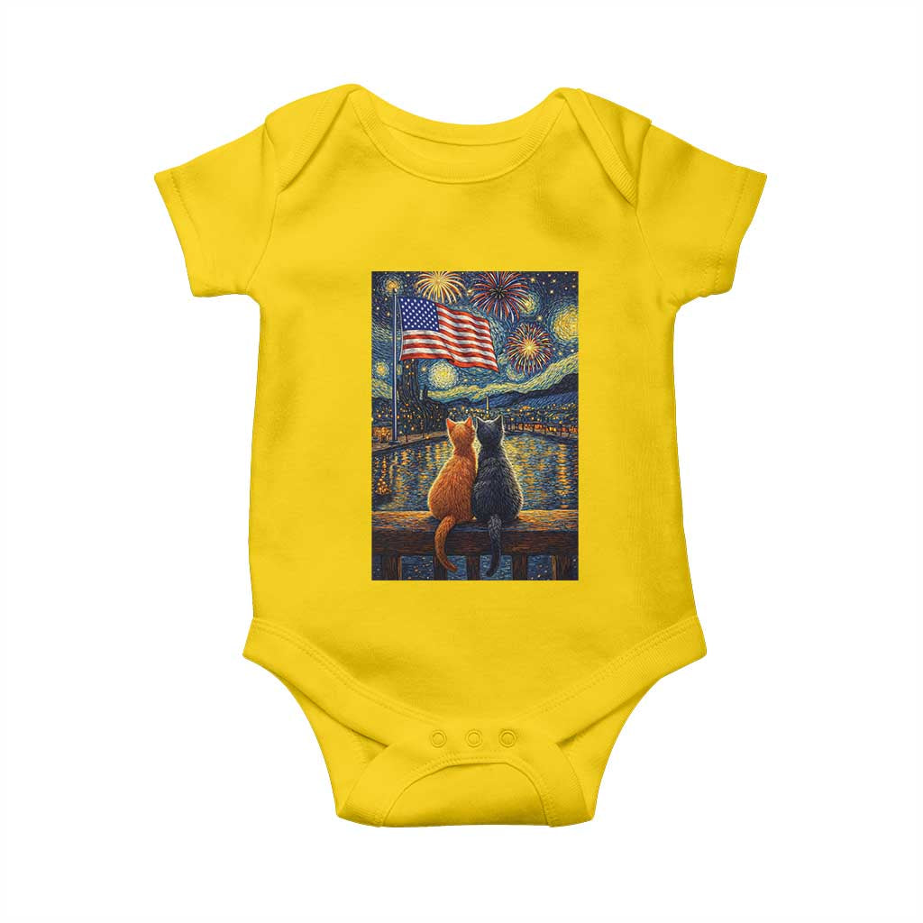 Starry Night Cat Patriotic American Pride Baby Onesie TS12 Daisy Print Your Wear