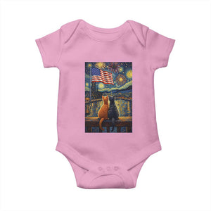 Starry Night Cat Patriotic American Pride Baby Onesie TS12 Light Pink Print Your Wear