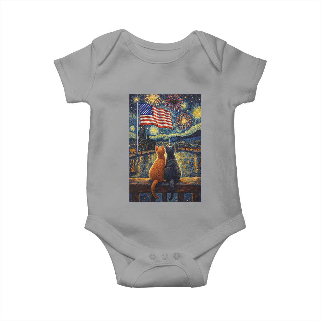 Starry Night Cat Patriotic American Pride Baby Onesie TS12 Sport Gray Print Your Wear