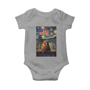 Starry Night Cat Patriotic American Pride Baby Onesie TS12 Sport Gray Print Your Wear