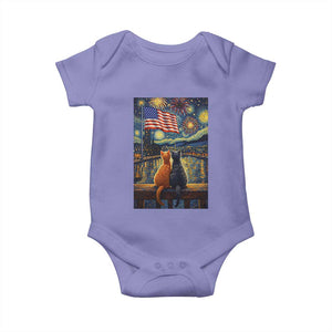 Starry Night Cat Patriotic American Pride Baby Onesie TS12 Violet Print Your Wear