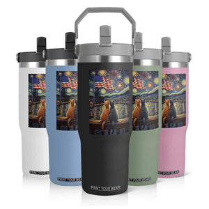Starry Night Cat Patriotic American Pride Flip Straw Tumbler TS12 Print Your Wear