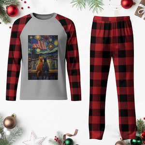 Starry Night Cat Patriotic American Pride Plaid Pajama Set TS12 Buffalo Plaid Print Your Wear