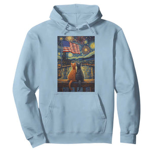 Starry Night Cat Patriotic American Pride Hoodie TS12 Light Blue Print Your Wear