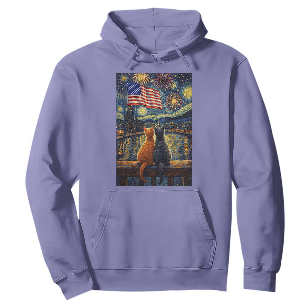 Starry Night Cat Patriotic American Pride Hoodie TS12 Violet Print Your Wear