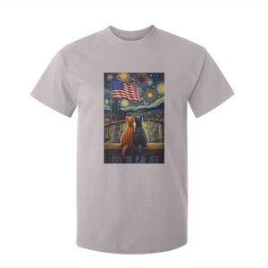 Starry Night Cat Patriotic American Pride T Shirt For Kid TS12 Ice Gray Print Your Wear