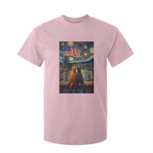 Starry Night Cat Patriotic American Pride T Shirt For Kid TS12 Light Pink Print Your Wear