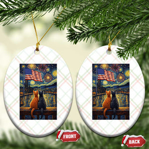 Starry Night Cat Patriotic American Pride Ceramic Ornament TS12 Print Your Wear