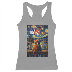 Starry Night Cat Patriotic American Pride Racerback Tank Top TS12 Sport Gray Print Your Wear