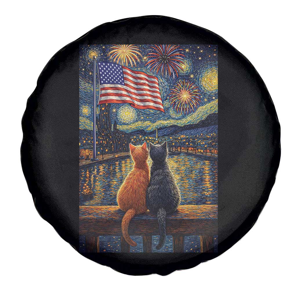 Starry Night Cat Patriotic American Pride Spare Tire Cover TS12 Print Your Wear