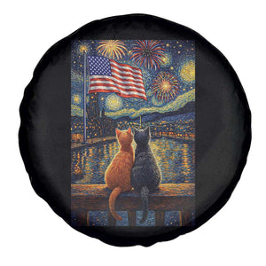 Starry Night Cat Patriotic American Pride Spare Tire Cover TS12 Print Your Wear