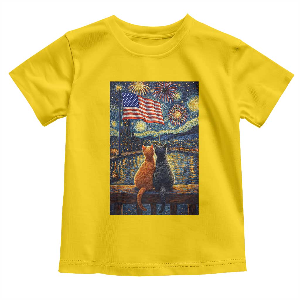 Starry Night Cat Patriotic American Pride Toddler T Shirt TS12 Daisy Print Your Wear