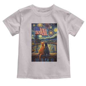 Starry Night Cat Patriotic American Pride Toddler T Shirt TS12 Ice Gray Print Your Wear
