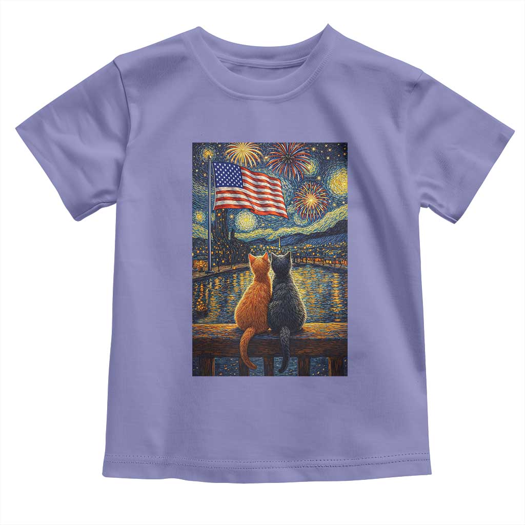 Starry Night Cat Patriotic American Pride Toddler T Shirt TS12 Violet Print Your Wear