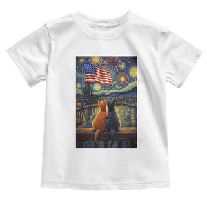 Starry Night Cat Patriotic American Pride Toddler T Shirt TS12 White Print Your Wear