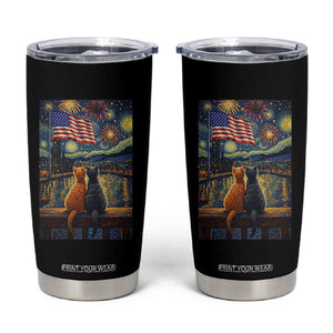 Starry Night Cat Patriotic American Pride Tumbler Cup TS12 Black Print Your Wear