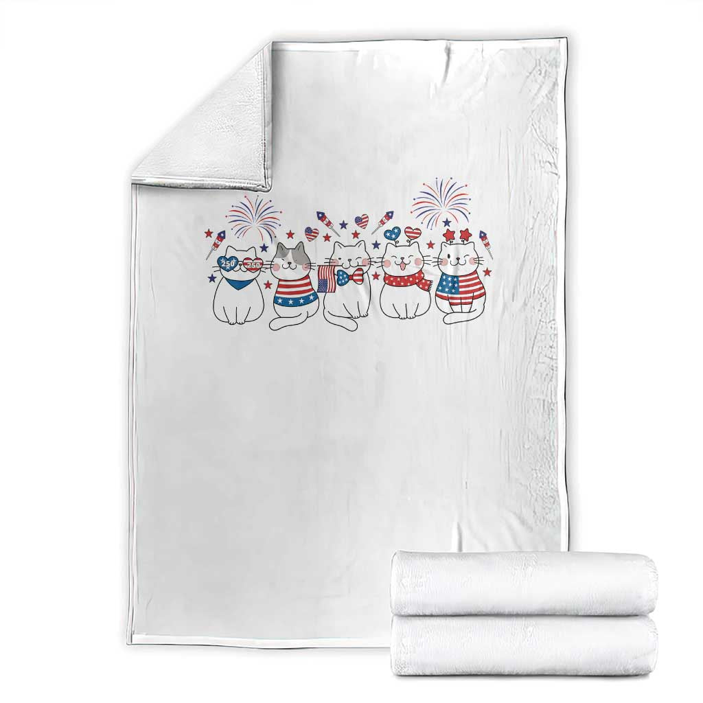 Patriotic Cat Lover Gift Throw Blanket America 250 Anniversary TS12 White Print Your Wear