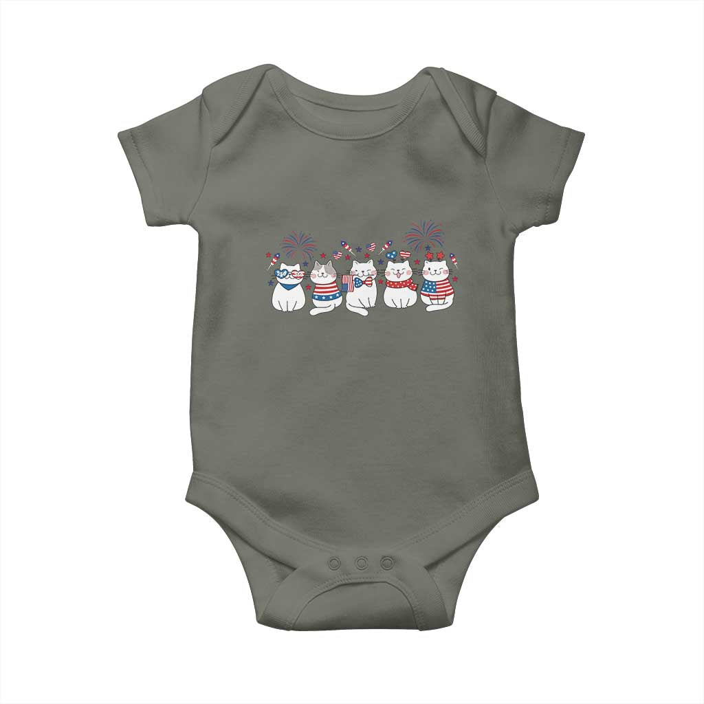 Patriotic Cat Lover Gift Baby Onesie America 250 Anniversary TS12 Military Green Print Your Wear