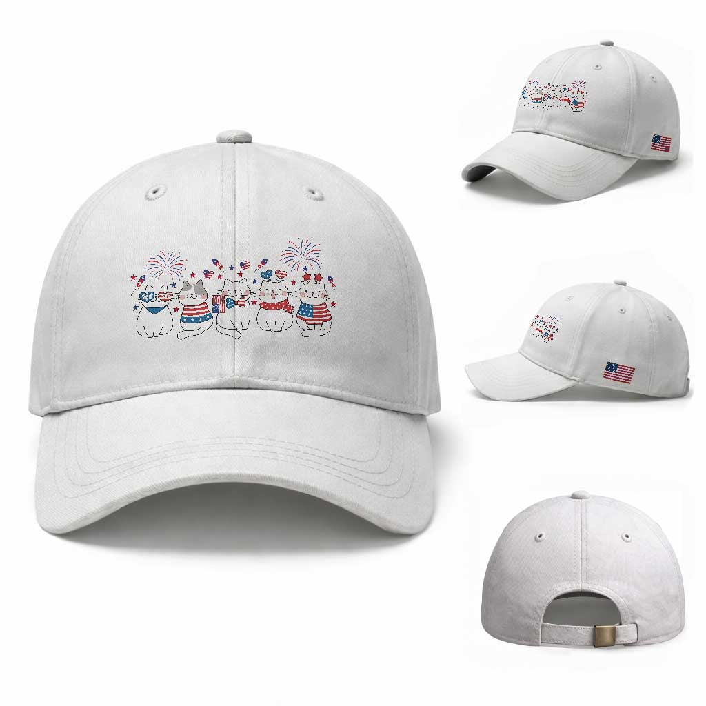 Patriotic Cat Lover Gift Baseball Cap America 250 Anniversary TS12 Baseball Cap Universal Fit White Print Your Wear