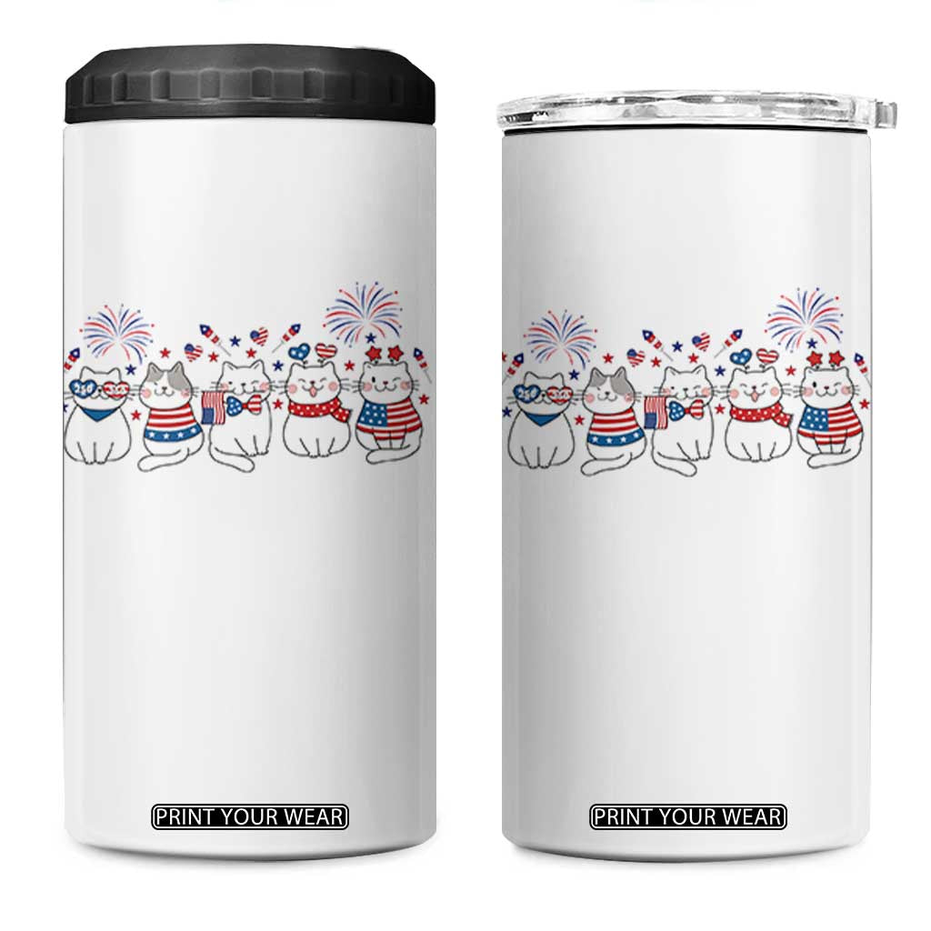 Patriotic Cat Lover Gift 4 in 1 Can Cooler Tumbler America 250 Anniversary TS12 One Size: 16 oz White Print Your Wear