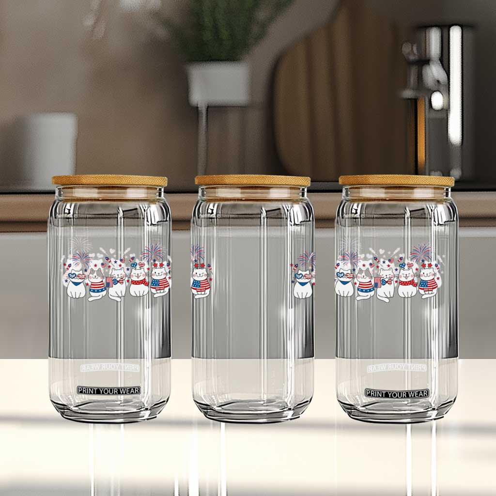 Patriotic Cat Lover Gift Glass Can America 250 Anniversary TS12 Print Your Wear