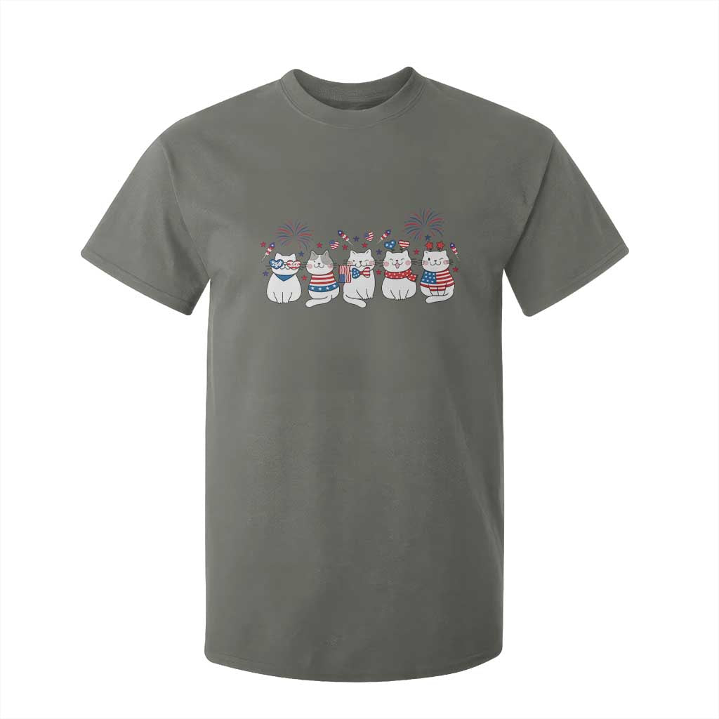 Patriotic Cat Lover Gift T Shirt For Kid America 250 Anniversary TS12 Military Green Print Your Wear