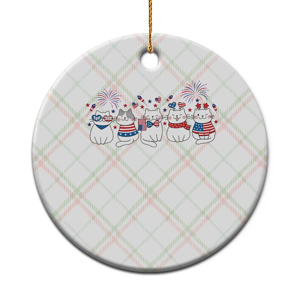 Patriotic Cat Lover Gift Ceramic Ornament America 250 Anniversary TS12 1pc Christmas Plaid Print Your Wear