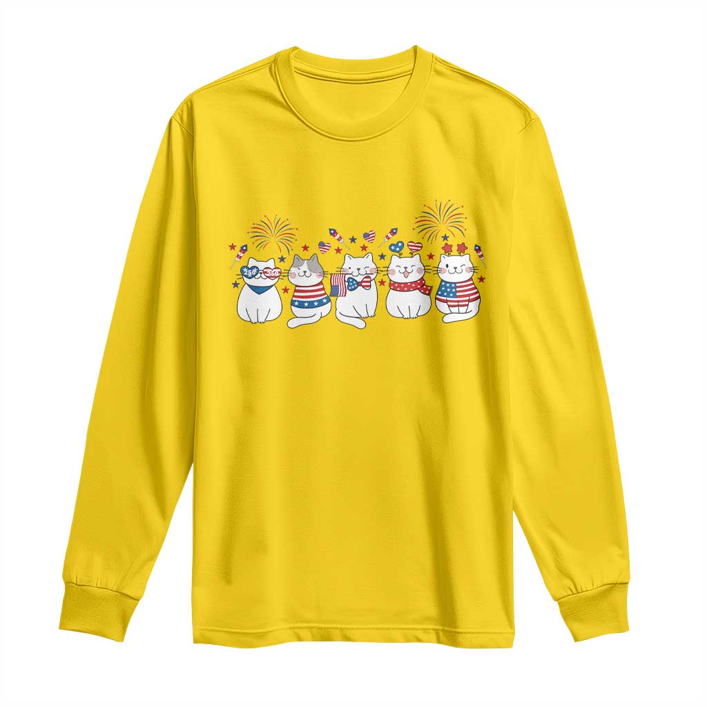 Patriotic Cat Lover Gift Long Sleeve Shirt America 250 Anniversary TS12 Daisy Print Your Wear