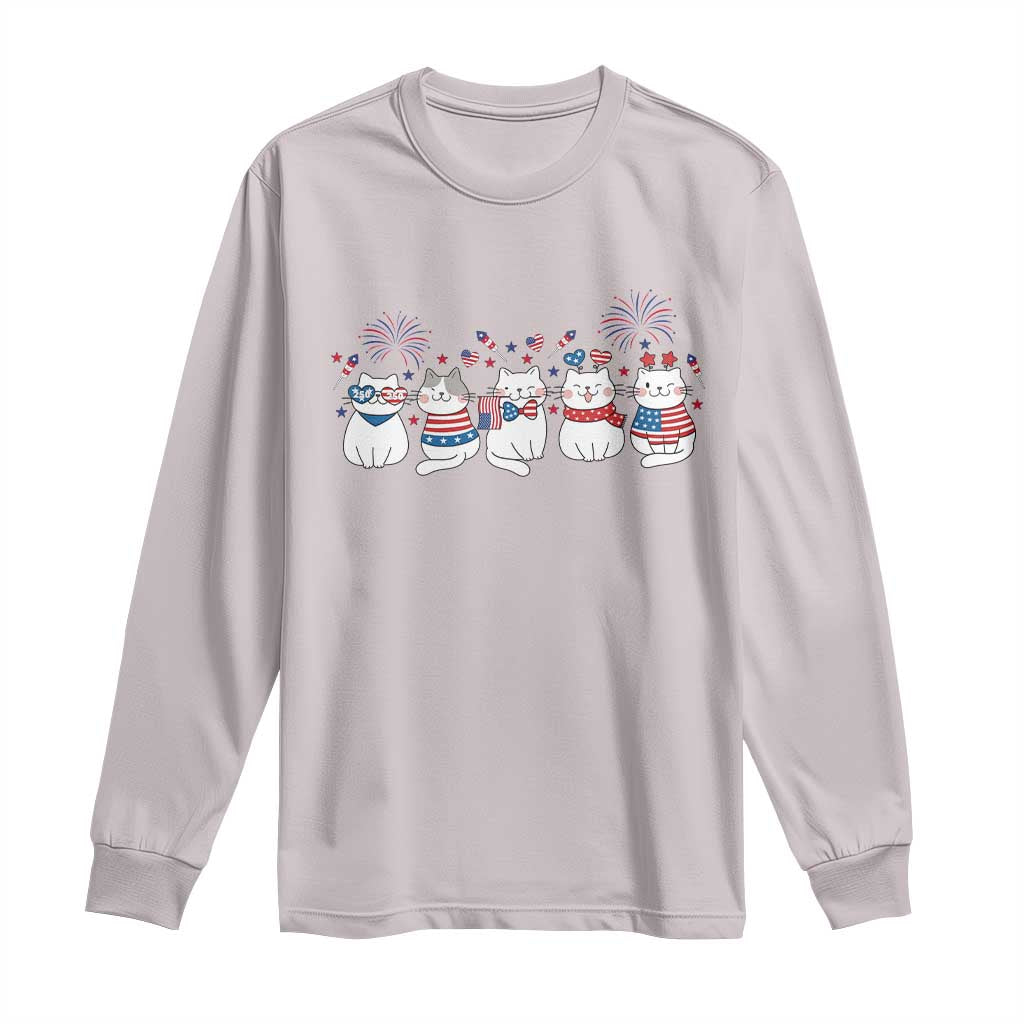 Patriotic Cat Lover Gift Long Sleeve Shirt America 250 Anniversary TS12 Ice Gray Print Your Wear