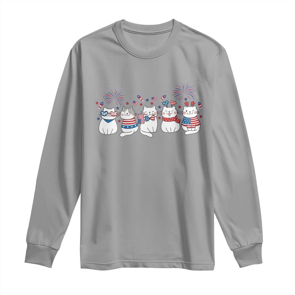 Patriotic Cat Lover Gift Long Sleeve Shirt America 250 Anniversary TS12 Sport Gray Print Your Wear