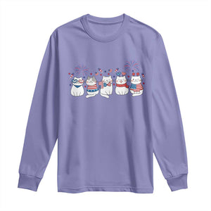 Patriotic Cat Lover Gift Long Sleeve Shirt America 250 Anniversary TS12 Violet Print Your Wear