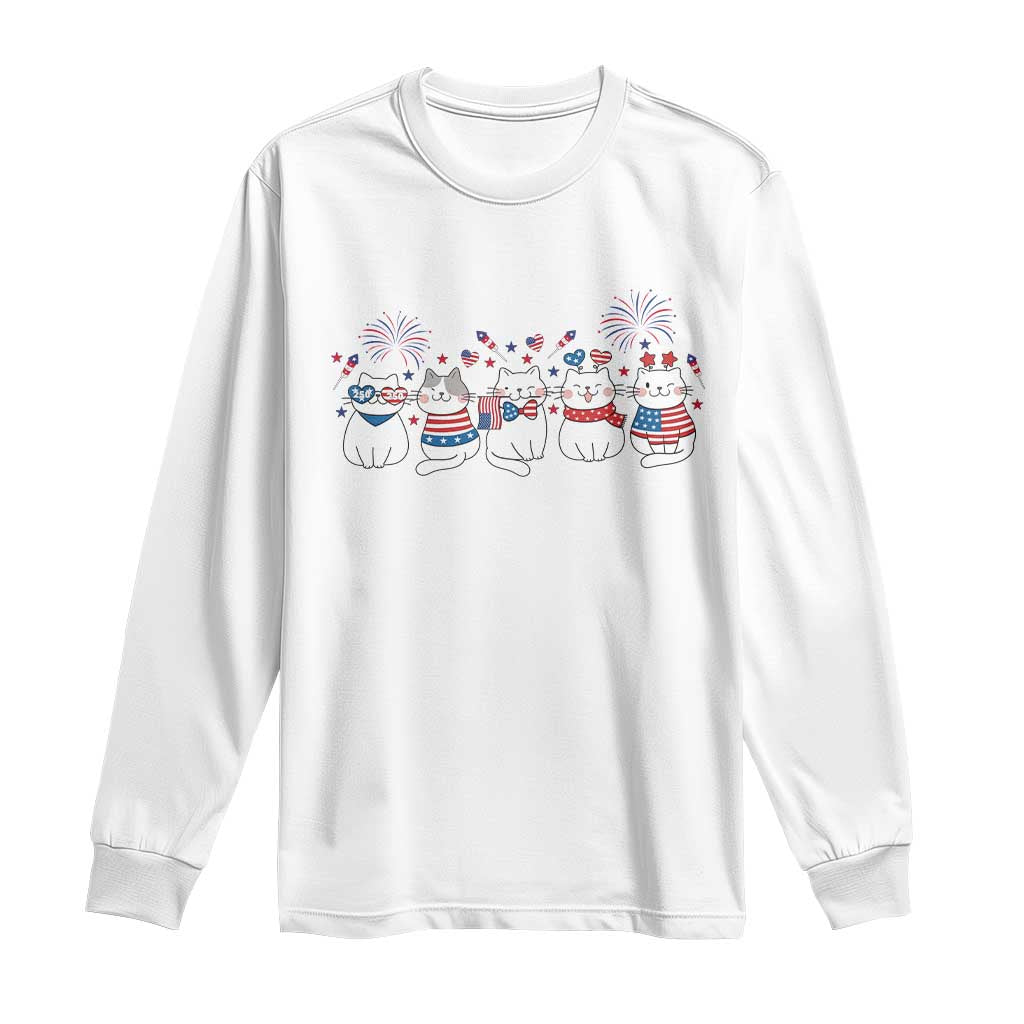 Patriotic Cat Lover Gift Long Sleeve Shirt America 250 Anniversary TS12 White Print Your Wear
