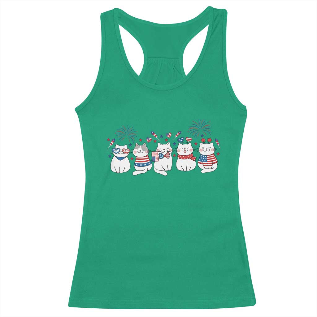 Patriotic Cat Lover Gift Racerback Tank Top America 250 Anniversary TS12 Irish Green Print Your Wear