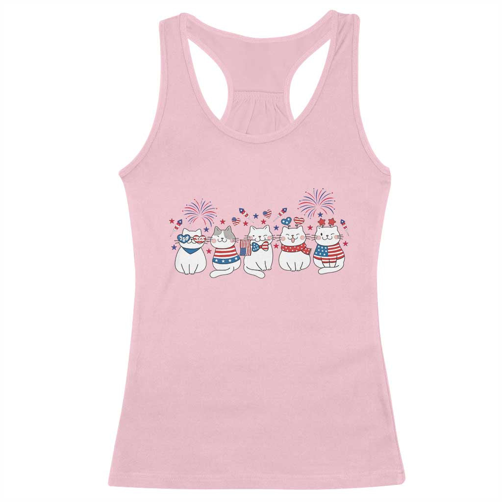 Patriotic Cat Lover Gift Racerback Tank Top America 250 Anniversary TS12 Light Pink Print Your Wear