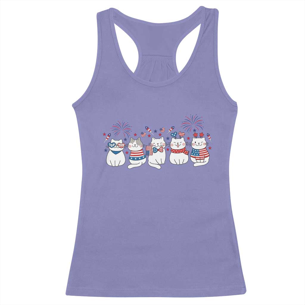Patriotic Cat Lover Gift Racerback Tank Top America 250 Anniversary TS12 Violet Print Your Wear