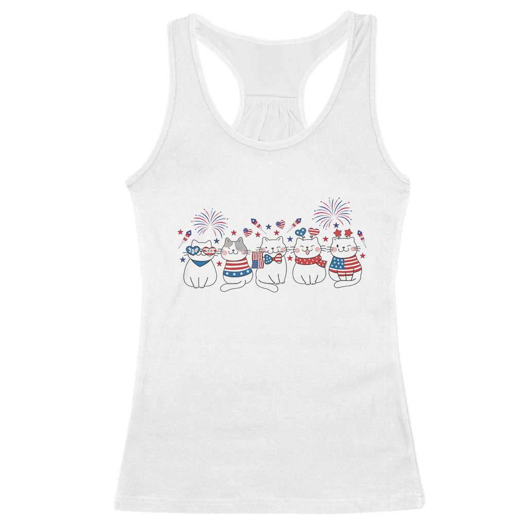 Patriotic Cat Lover Gift Racerback Tank Top America 250 Anniversary TS12 White Print Your Wear
