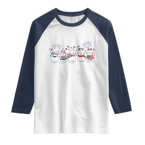 Patriotic Cat Lover Gift Raglan Shirt America 250 Anniversary TS12 White Navy Print Your Wear