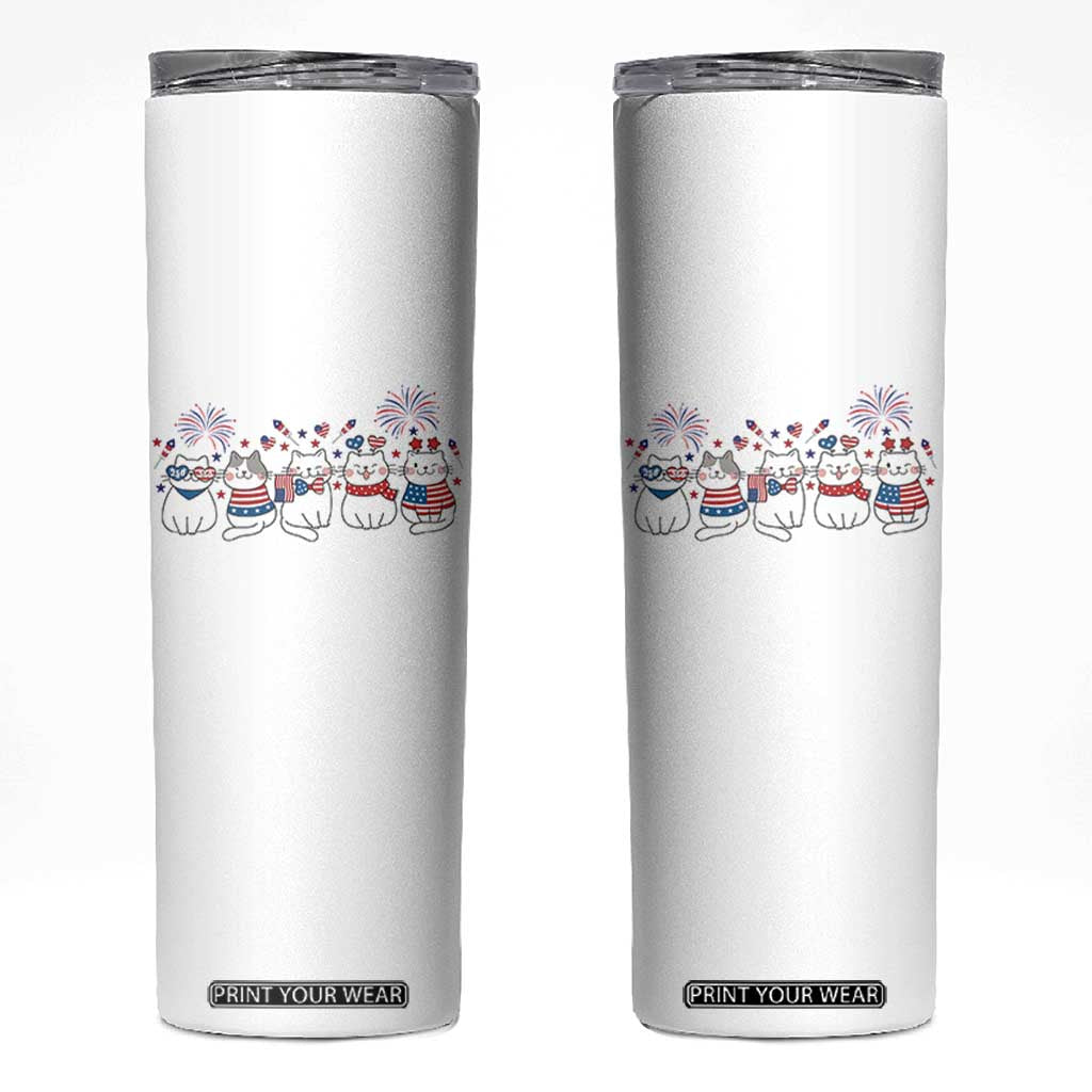 Patriotic Cat Lover Gift Skinny Tumbler America 250 Anniversary TS12 White Print Your Wear