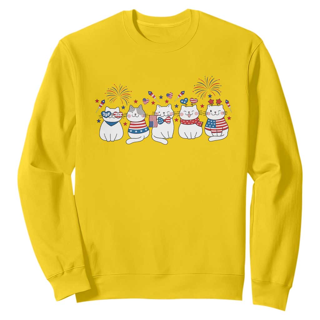 Patriotic Cat Lover Gift Sweatshirt America 250 Anniversary TS12 Daisy Print Your Wear